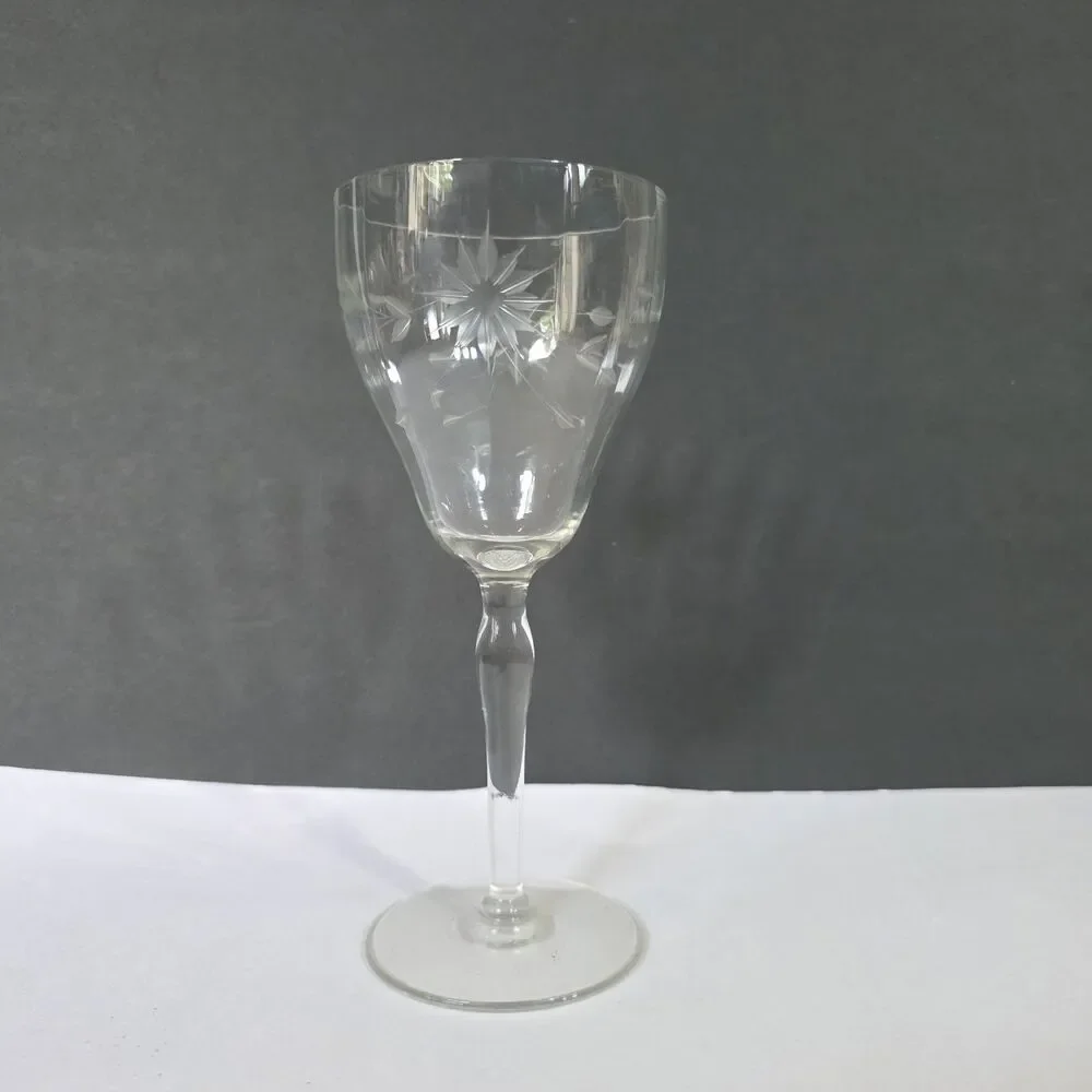 Crystal Etched Water Goblets Set Of 2